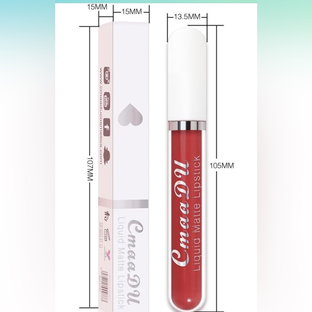 CmaaDu (3) Coral Red Liquid Matte Lipstick. 24 Hour Lips. #03 - Picture 4 of 5